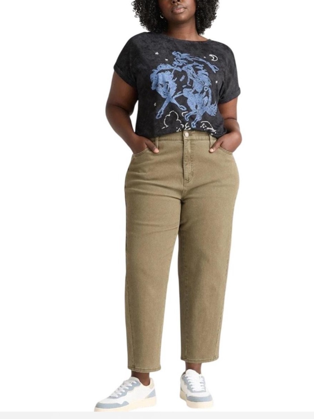Terra & Sky High Rise Barrel Jeans Size 16W